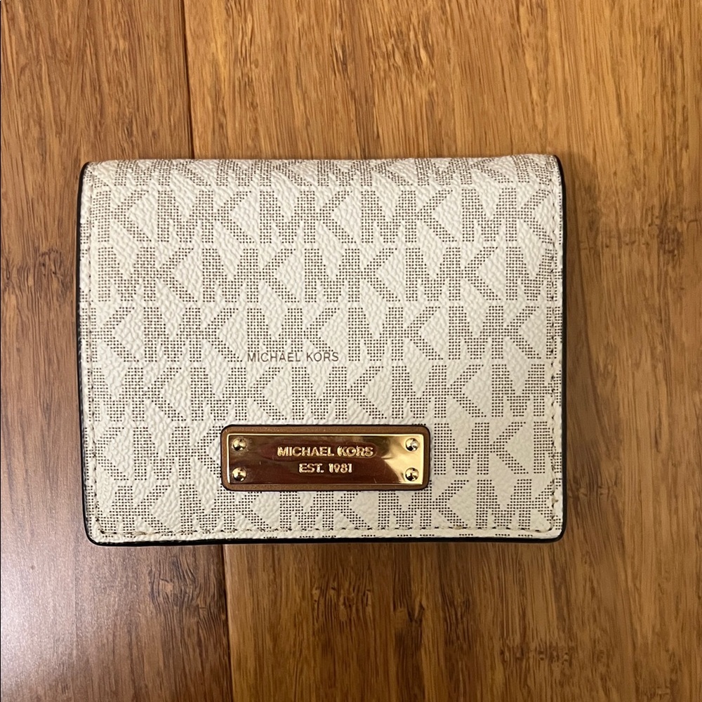 Michael Kors White and Gray Logo Wallet